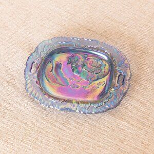 Vintage Small Blue Iridescent Westmoreland Glass Chick Dish Easter Spring Decor